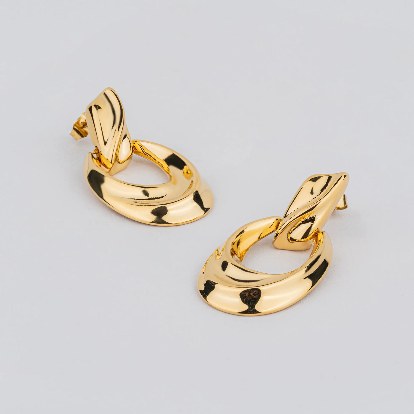 Velo – 18K Gold Plated Polished Oval Drop Earrings