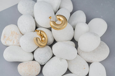 Cocoon – 18K Gold Plated Ridged Hoops
