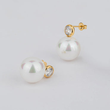 Lume – 18K Gold Plated Pearl & CZ Stud Earrings