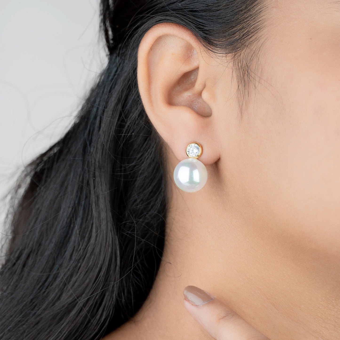 Lume – 18K Gold Plated Pearl & CZ Stud Earrings