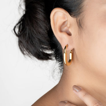 Clink – 18K Gold Plated Rectangular Hoop Earrings