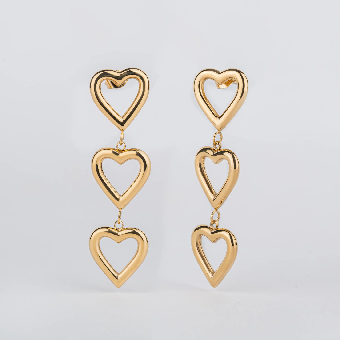 Trickle – 18K Gold Plated Heart Dangle Earrings