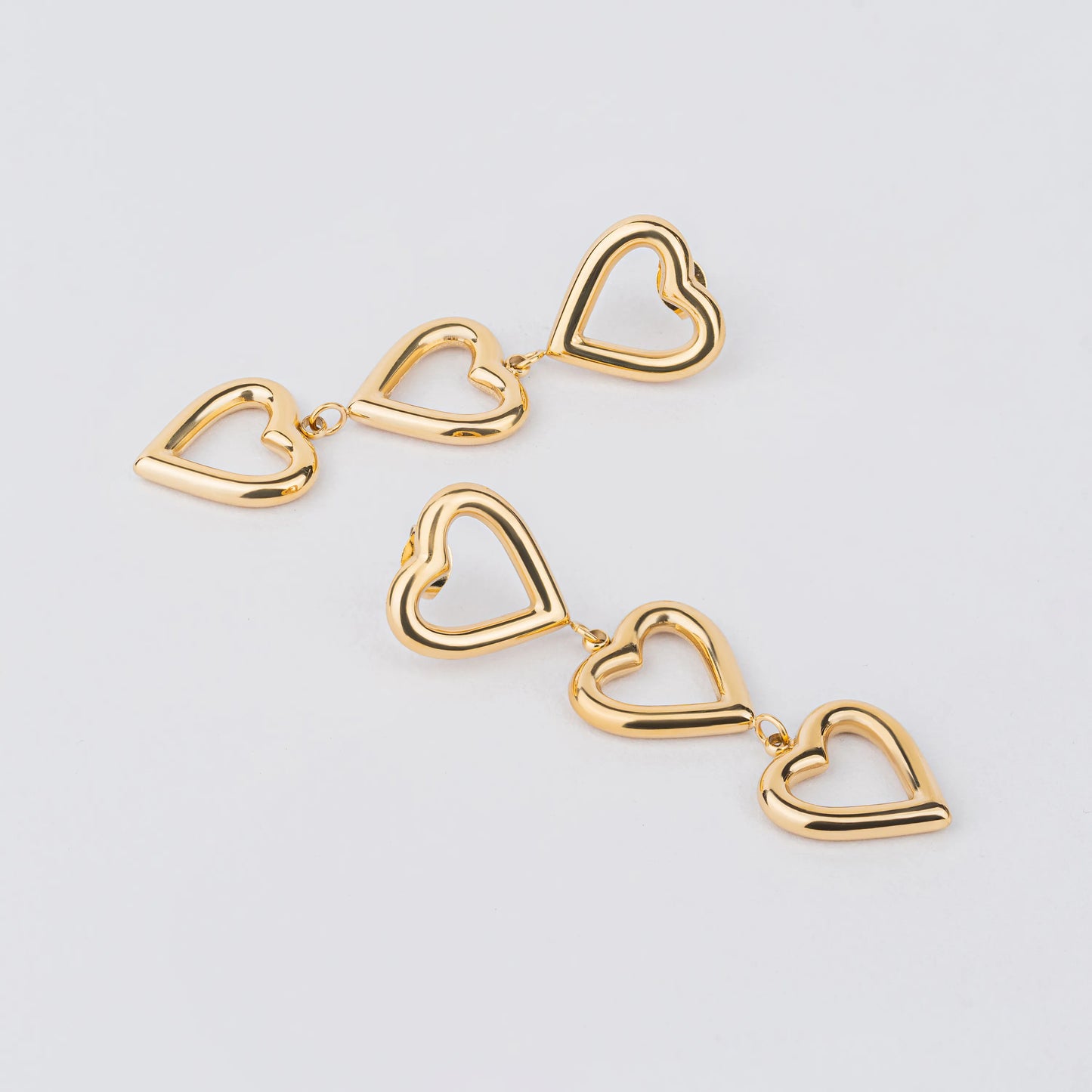 Trickle – 18K Gold Plated Heart Dangle Earrings