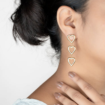 Trickle – 18K Gold Plated Heart Dangle Earrings